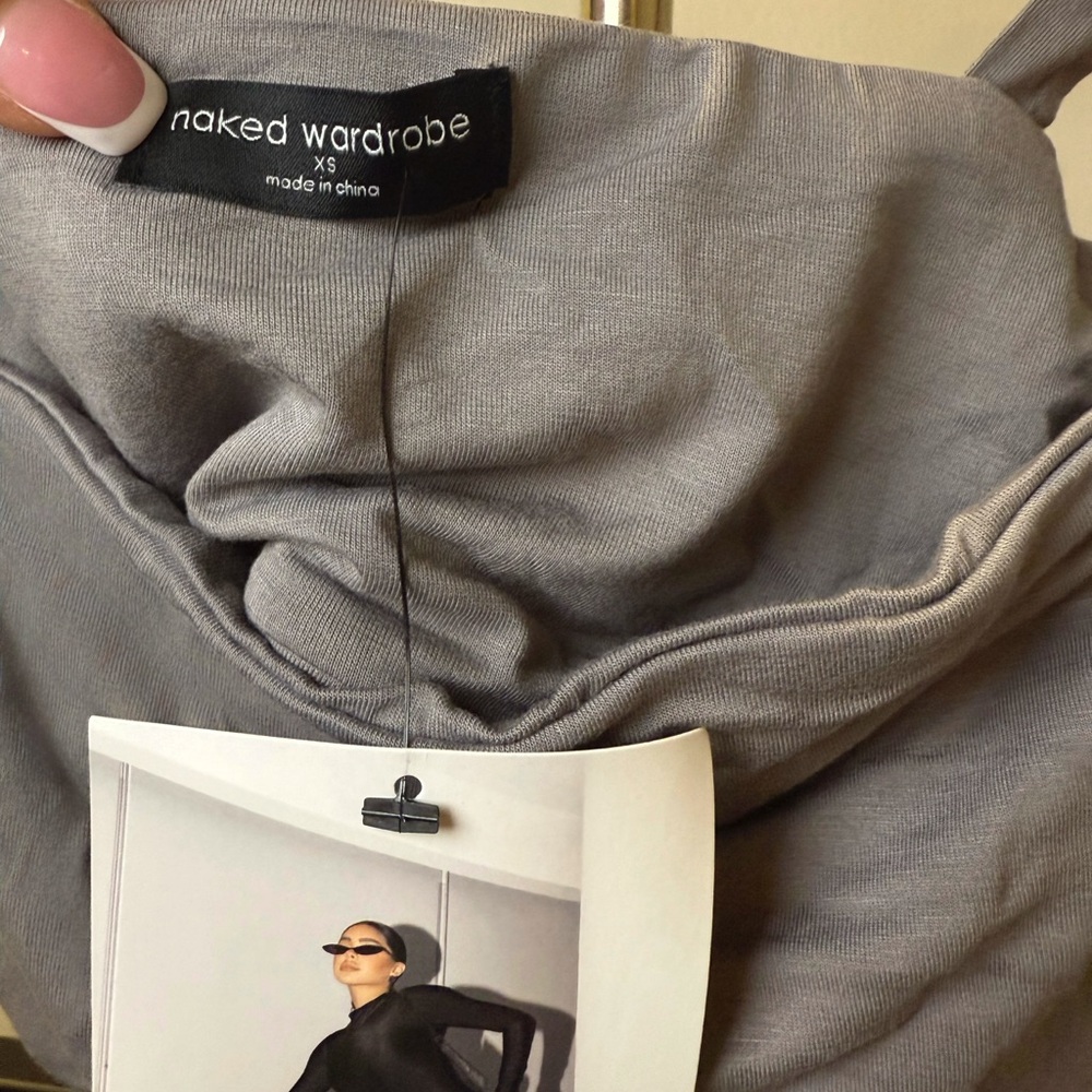 Naked Wardrobe Crop Top Gray, new with tags
